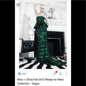 Alice + Olivia navy blue gown. VOGUE featured
